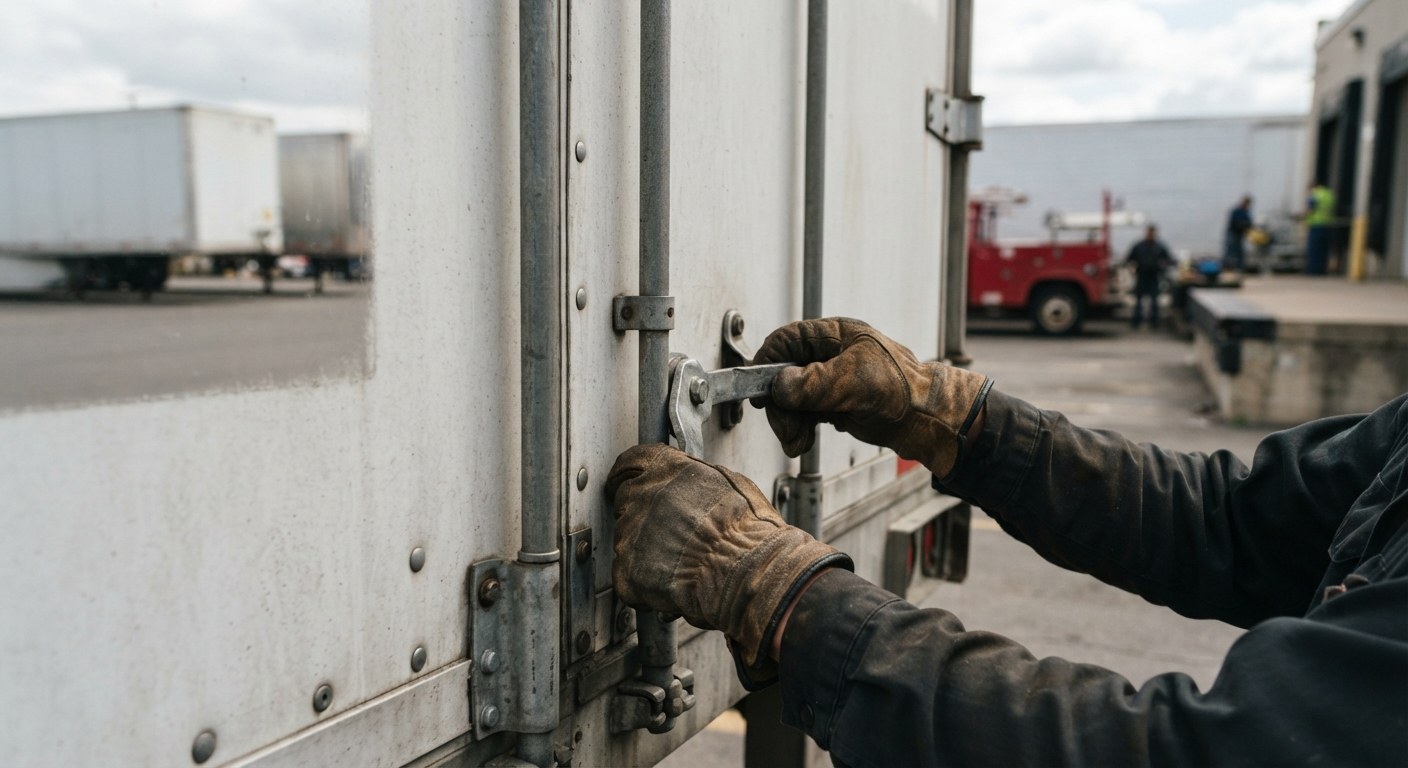 A driver completing an inspection